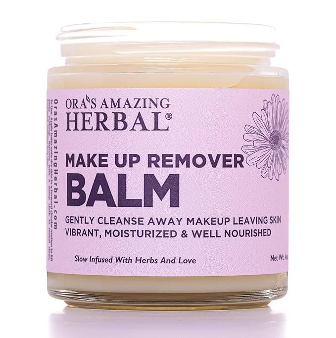Ora's Amazing Herbal Makeup Remover Balm, Calendula Cleansing Balm with Licorice Root, Make Up Remover, Fragrance Free Skincare, Plant Based Makeup Melt, 4 oz