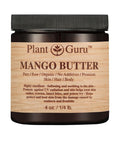 Plant Guru Raw Mango Butter 4 oz 100% Pure Natural Cold Pressed. Skin Body and Hair Moisturizer, DIY Creams, Balms, Lotions, Soaps.