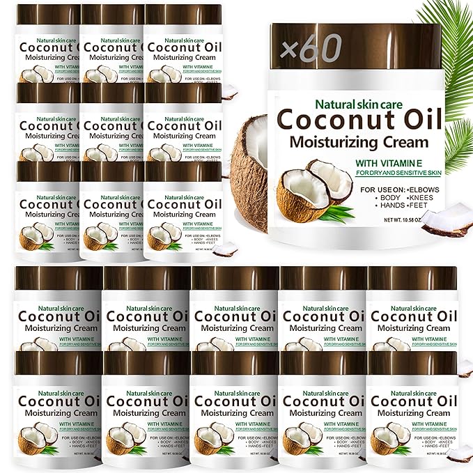60 packs X 300ml Coconut Moisturizing Lotion Cream Face Body Hands Fast-Absorbing Non-Greasy Daily Care Sensitive Skin