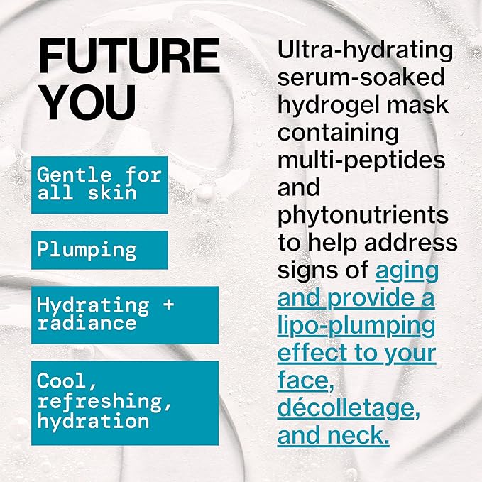 Pacifica Future Youth Time Shift Hydrogel Facial Mask - 12-PACK - Multi-Peptide Anti-Aging Sheet Mask for Firming & Plumping, Ultra-Hydrating Serum-Infused Mask for Face & Neck, 100% Vegan
