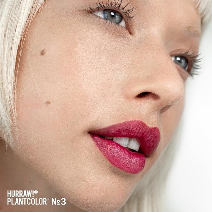 Hurraw! Plantcolor Lip Color No. 3: Pink/Purple shade. Highly pigmented tinted balm and lipstick alternative. Vegan and all-natural. Easy application. Buildable. First of its kind. Made in USA