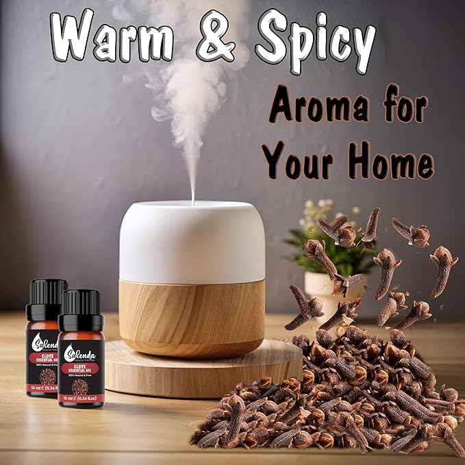 Clove Essential Oil for Diffusers for Home, Clove Oil for Teeth and Gums, Aromatherapy Oils, 100% Pure Natural, 0.34 Fl Oz (10 ml)