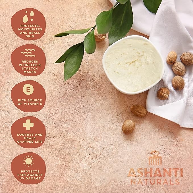Ashanti Naturals White Raw Shea Butter | Unrefined African Shea Butter | Creamy Moisturizer for Easy Application - 15 oz