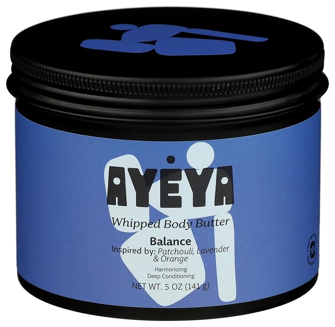 AYÉYA Whipped Shea Body Butter – Balance – Patchouli, Lavender, and Orange – Vegan Daily Moisturizer for Combination, Blemish-Prone, and Uneven Skin – Guava Seed and Shea Butter – 5 oz