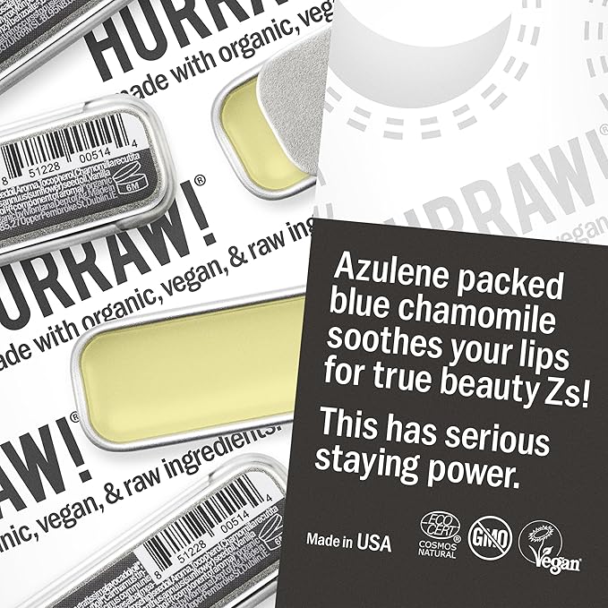 Hurraw! Black Cherry Tinted, Unscented, Moon Night Treatment Lip Balm Slim Slider Tins, 3 Pack Bundle: Organic, Certified Vegan and Cruelty Free All Natural. Bee, Shea, Soy & Palm Free. Made in USA