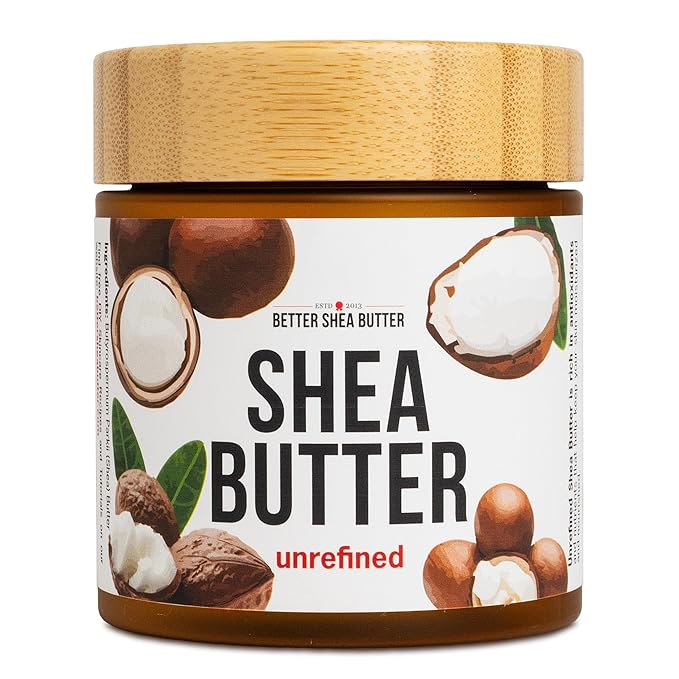 Raw Shea Butter – 100% Pure African Unrefined Shea Butter with Natural Smoky Scent | Moisturizer for Dry Skin & Hair, DIY Body Butter, Soap, Lip Balm – 8 oz Jar