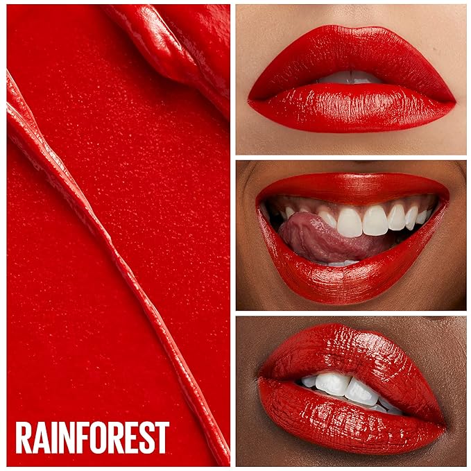 Maybelline Green Edition Butter Cream High-Pigment Bullet Lipstick, Rainforest, Bright Red, 0.12 oz