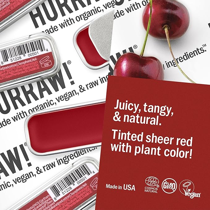 Hurraw! Black Cherry Tinted, Unscented, Moon Night Treatment Lip Balm Slim Slider Tins, 3 Pack Bundle: Organic, Certified Vegan and Cruelty Free All Natural. Bee, Shea, Soy & Palm Free. Made in USA