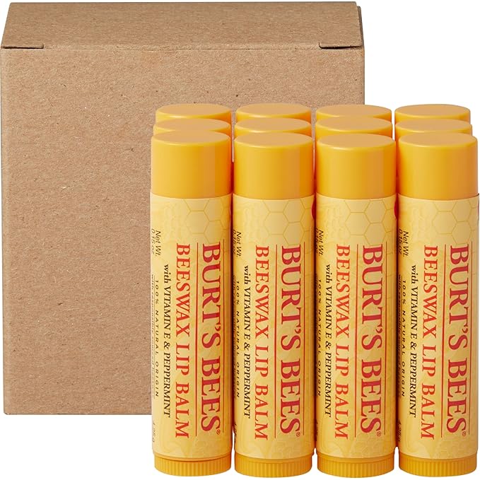 Burt's Bees Lip Balm - Original Beeswax, Lip Moisturizer With Responsibly Sourced Beeswax, Tint-Free, Natural Origin Conditioning Treatment, 4 Tubes, 0.15 oz.