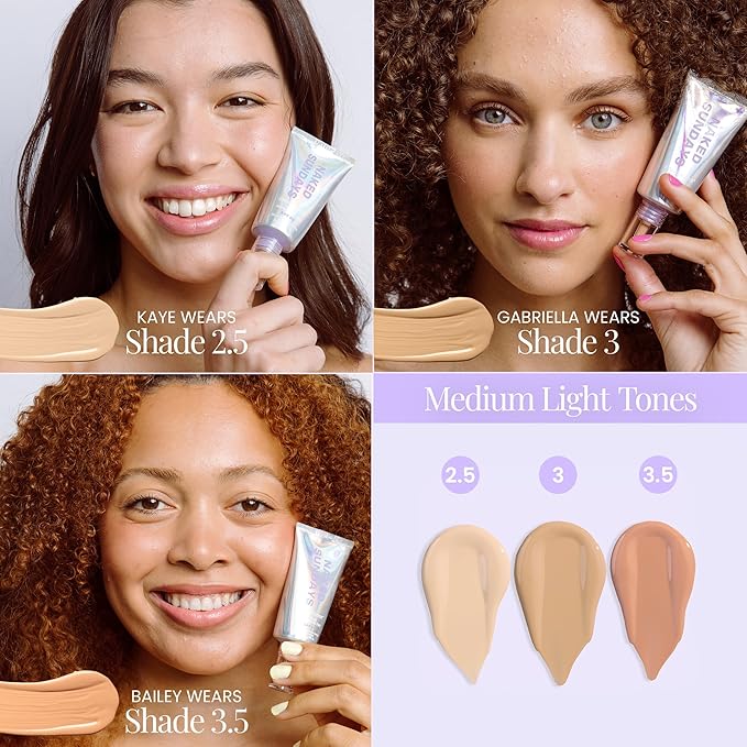 Naked Sundays BeautyScreen Peptide Foundation Tint - SPF 50 Tinted Sunscreen & Skincare Makeup with Zinc Oxide, Niacinamide - Lightweight Natural Coverage, 3 Warm Honey, 1.01 oz