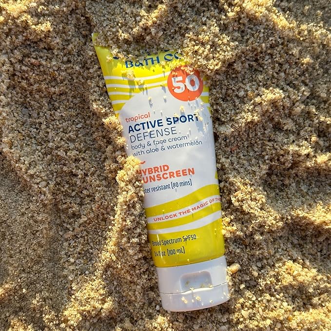 Seaweed Bath Co. Active Sport Defense Cream SPF 50 - Broad Spectrum Hybrid Sunscreen with Zinc Oxide, Aloe & Watermelon - Water Resistant Face and Body Daily Sunblock, 3.4 Ounce (Pack of 2)