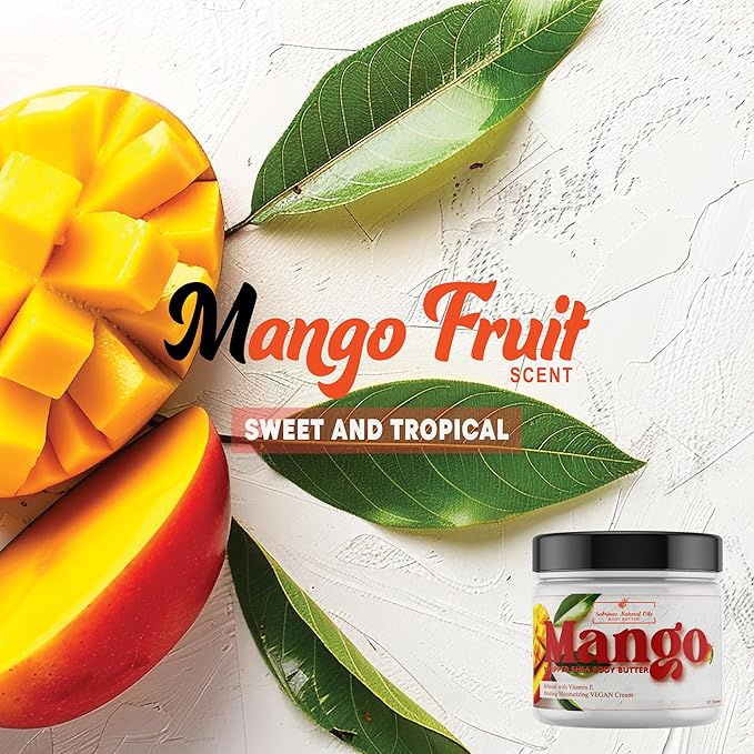 Mango Butter Long-Lasting Hydrating Vitamin E Body Butter, Perfume Oil Fragrance, 12 Ounce