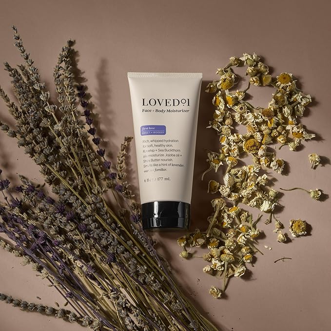 Loved01 Face & Body Moisturizer, John Legend Skincare, Daily Hydrating Shea Butter Cream, First Love Lavender Scent, For Dry & Sensitive Skin, Non-Greasy Formula, Vegan & Cruelty-Free, 6 oz