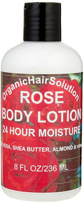 Organic Hair Solution-Body Lotion -Daily Moisturizing- with Soothing Aloe Vera and Vitamin E- Dry Skin, Non-Greasy-Shea Butter, Almond oil- For both Males & Females- Natural Fragrance-Vegan (Rose)