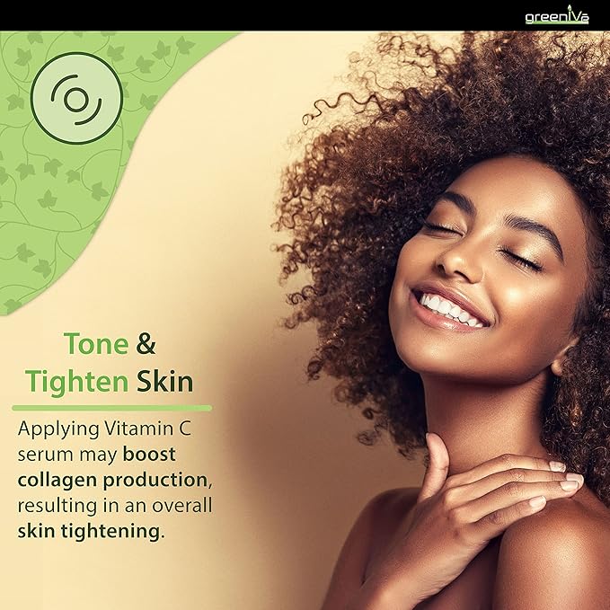 GreenIVe Vitamin C Serum for Face with Hyaluronic Acid & Vegetable Collagen - Tri-Lifting Hydrating Facial Serum - Brightening Skin Care for Glowing Complexion - Vegan & Cruelty Free - 1 fl oz