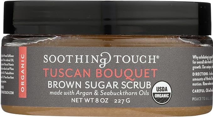 Soothing Touch Organic Herbal Brown Sugar Scrub, Tuscan Bouquet, 8 Oz