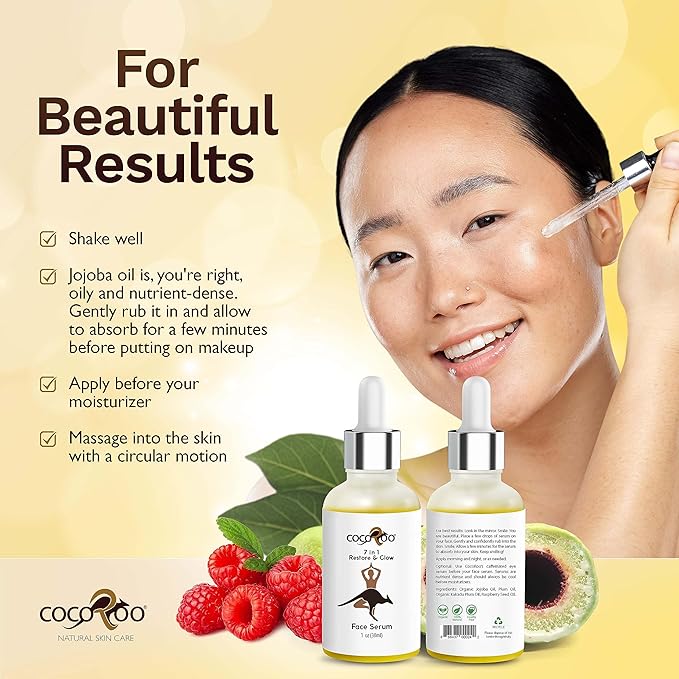 7in1 Anti-Aging Face Serum, Plant-Based with Vitamin C, Ceramide & Jojoba Oil, 100% Pure, Natural & Vegan