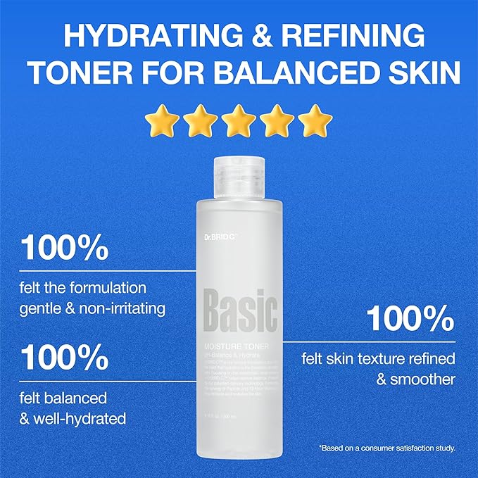 Dr.BRID C Moisture Hydrating Face Toner - Peptide Toner with Centella & Hyaluronic Acid, Helps Restore pH Balance & Refine Texture for Sensitive Skin, Alcohol-Free & Fragrance-Free, 6.76 fl.oz.