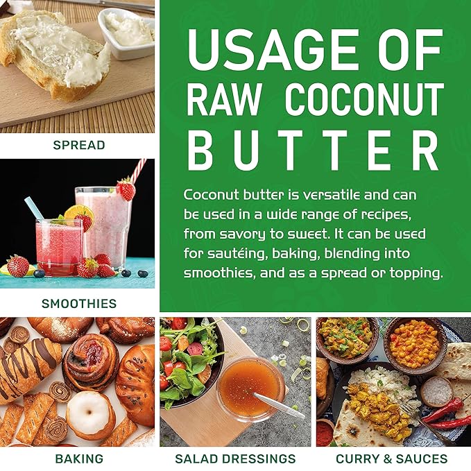 Jiva Organics RAW Organic Coconut Butter 16 Ounce Jar - Creamy, Unsalted