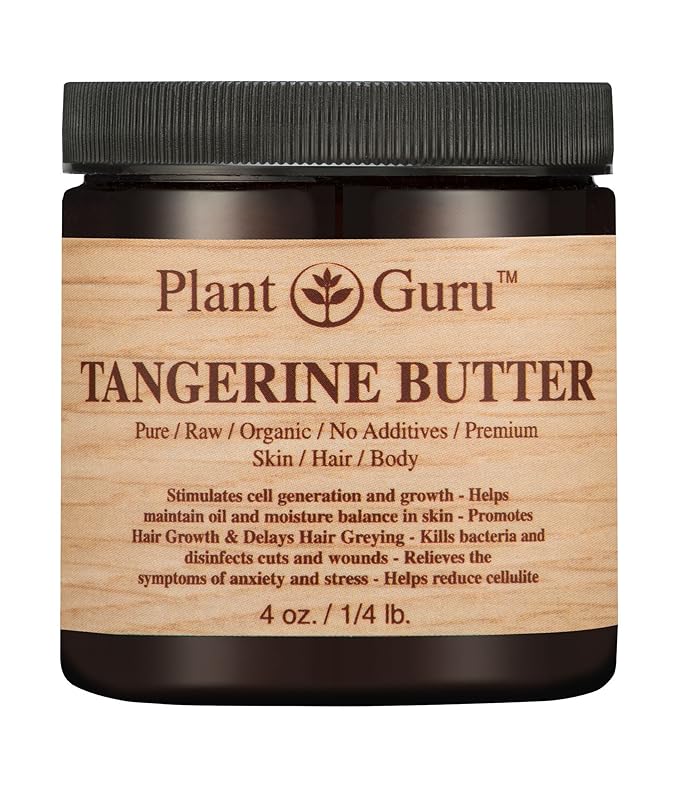Tangerine Body Butter 4 oz. 100% Pure Raw Fresh Natural Cold Pressed. Skin Body and Hair Moisturizer, DIY Creams, Balms, Lotions, Soaps.