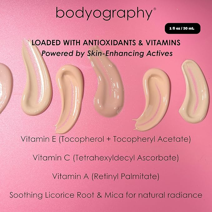 Bodyography Sun Defense Tinted Moisturizer, 1.5 oz | Lightweight SPF Tint with Hyaluronic Acid & Mineral Pigments | Hydrating, Vegan Sheer Coverage for All Skin Types, Light