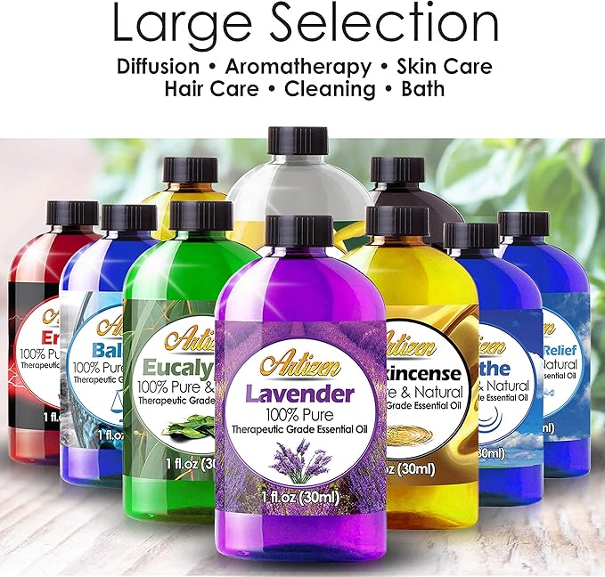 Artizen Lavender Essential Oil 4 oz – Pure, Natural Aromatherapy for Diffuser, Skin, and Hair with Dropper in UV Glass Bottle