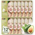 Innerest Original Derma Beauty Collagen Face Masks Skincare -12 PK Ultra Soothing Avocado Face Mask Skin Care Sheet masks Set for Beauty & Personal Care Korean Face Mask