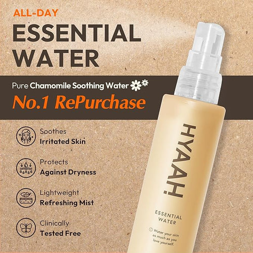 All-Day Essential Water - Korean Face Mist Spray - Hydrating Soothing with Chamomile Extract and Houttuynia Cordata - Moisturizing, Calming, Pore Care Daily Skincare, 3.38oz