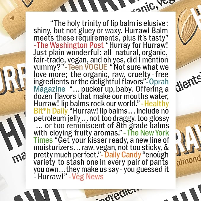 Hurraw! Almond, Coconut, Licorice Lip Balms, 3 Pack Bundle: Organic, Certified Vegan, Cruelty and Gluten Free. Non-GMO, 100% Natural. Bee, Shea, Soy & Palm Free. Made in USA