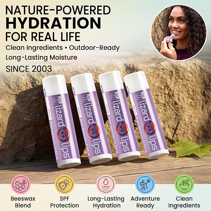 LizardLips Lip Balm SPF 22 Original Flavor: Natural Hydrating Moisturizing Lip Sunscreen, Smooth Classic Flavor, Fun Quirky Beach Vacation Essentials