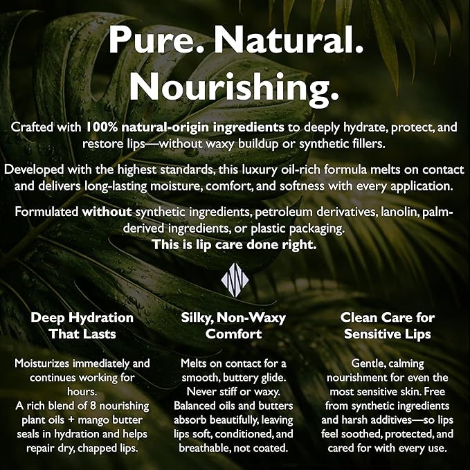 Organic Lip Balm – 100% Natural Origin, Plastic-Free Tube – Long-Lasting Hydration, No Waxy Texture – 4 Pack Peppermint | Novana Naturals