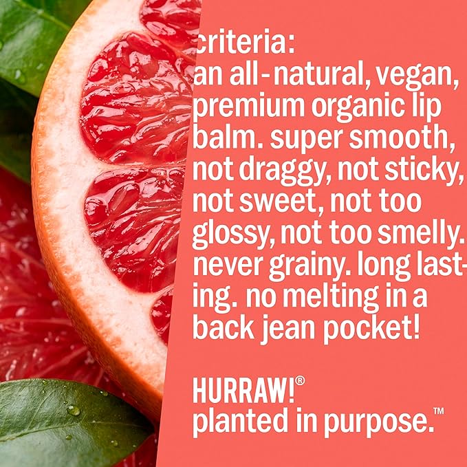 Hurraw! Grapefruit, Mint, Black Cherry Tinted Lip Balms, 3 Pack Bundle: Organic, Certified Vegan, Cruelty and Gluten Free. Non-GMO, 100% Natural. Bee, Shea, Soy & Palm Free. Made in USA