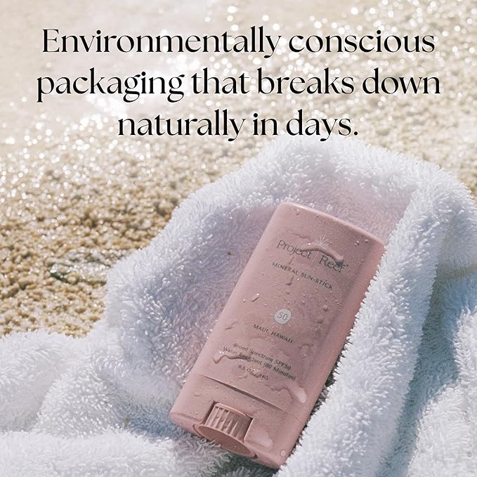Project Reef SPF 50 Mineral Sunscreen Stick – Compact SPF Stick, Hawaii Reef Act 104 Compliant, Vegan, Ocean-Friendly, Water-Resistant, 0.5 oz (Pack of 2)