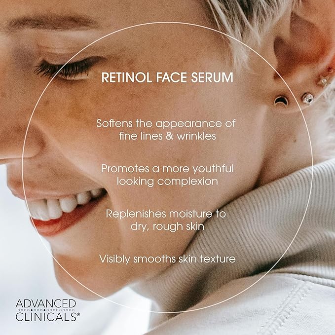 Advanced Clinicals Retinol Serum For Face + Hyaluronic Acid Moisturizer + Vitamin C Serum 3PC Skincare Set For Women & Men | Anti Aging Serums For Brightening, Firming, & Hydrating | 1.75 Fl Oz, 3pc
