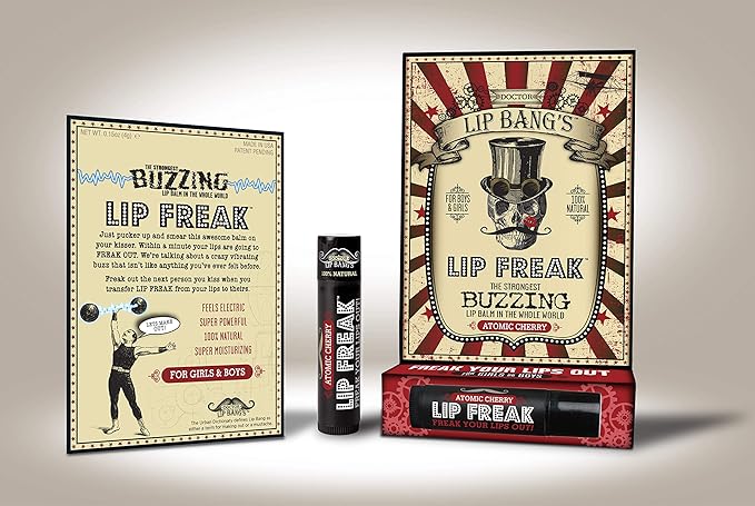 Doctor Lip Bang's BUZZING Lip Balm | Lip Freak| 100% All Natural | Cruelty Free | Atomic Cherry
