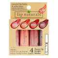 Lip Naturals Tinted Lip Balm 4 Pack of Assorted Colors with Beeswax, Coconut Oil, Vitamin E, and Aloe - Moisturizing Lip Care with a Smooth Mint Flavor