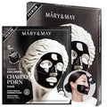 Mary&May Vegan Collagen Charcoal PDRN Mask - Face Sheet Hydrogel Mask - Low Molecular Collagen, 8 Hyaluronic Acid, Niacinamide - Purifying, Hydrating Korean Skincare for Dull & Oily Skin, 4 Sheets