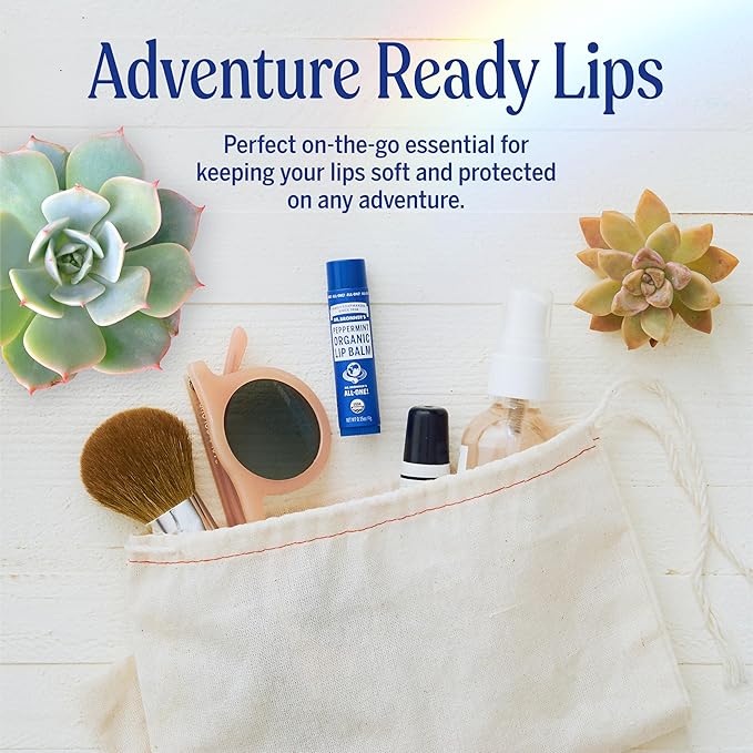 Dr. Bronner's - Organic Lip Balm (Peppermint, .15 ounce, 6-Pack) - Made with Organic Beeswax and Avocado Oil, For Dry Lips, Hands, Chin or Cheeks, Jojoba Oil for Added Moisture, Cooling and Hydrating