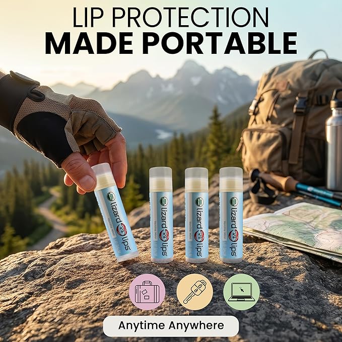 LizardLips Natural Lip Balm Vanilla Mint; USDA Certification Lip Moisturizer; Travel-Friendly Everyday Care; Fun Quirky Beach Vacation Essentials