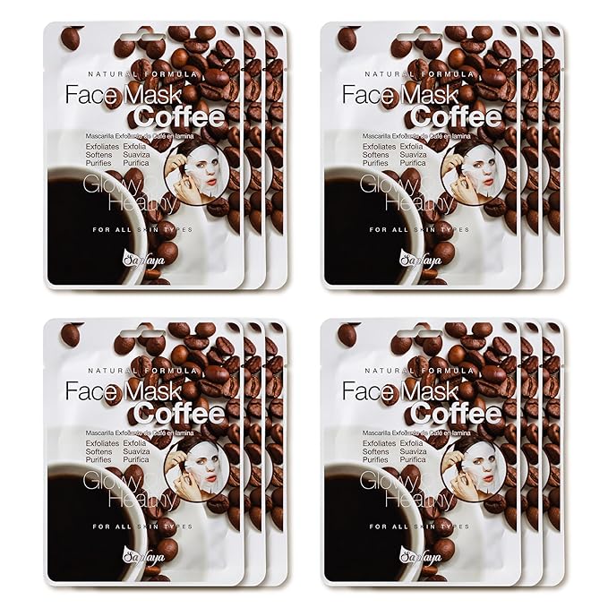 Saplaya Scented Facemask Sheets Skin Care Mask Single Scent K-Beauty Natural Formula(Coffee 12 Pack)
