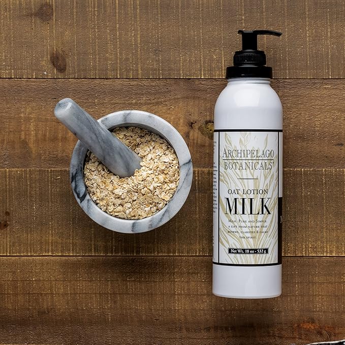 Archipelago Botanicals Oat Milk Lotion, Nurturing and Soothing Daily Moisturizer for Dry or Sensitive Skin, Hydrating Body Lotion, Paraben-Free, Phthalate-Free, 18 oz (Pack of 2)