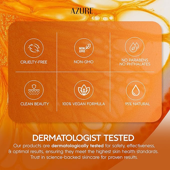 Azure Vitamin C Serum for Face with Hyaluronic Acid – Hydrating & Revitalizing Formula For Dry, Dull, Aging Skin – Dermatologist Tested, Anti-Aging, Korean Skin Care – Vegan Clean Beauty – 1.69 Fl Oz