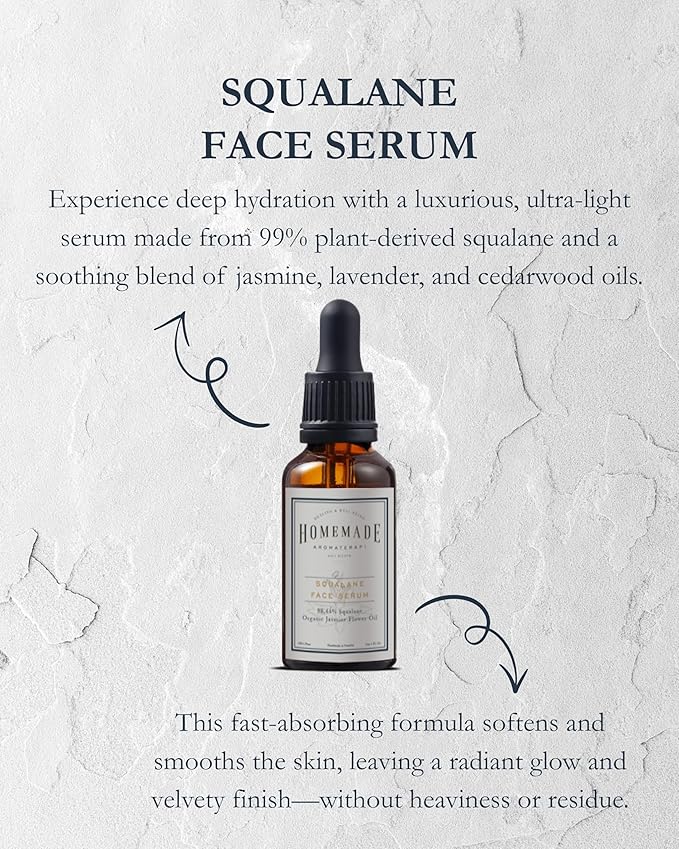 HMA | Squalane Face Serum – Jasmine Flower & 99% Olive-Derived Squalane | Lightweight Hydration & Natural Glow | Non-Greasy & Fast Absorbing | 1 FL Oz