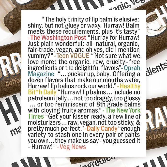 Hurraw! Coffee Bean Lip Balm: Organic, Certified Vegan, Cruelty and Gluten Free. Non-GMO, 100% Natural Ingredients. Bee, Shea, Soy and Palm Free. Made in USA