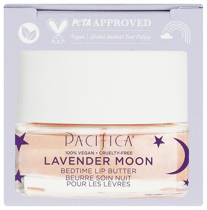 Pacifica Lavender Moon Lip Mask – Hydrating Bedtime Lip Treatment for Dry, Wrinkled Lips, Shea & Jojoba, Vegan Cruelty-Free Lip Repair, 0.63 Ounce Vegan & Cruelty-Free Clean Beauty