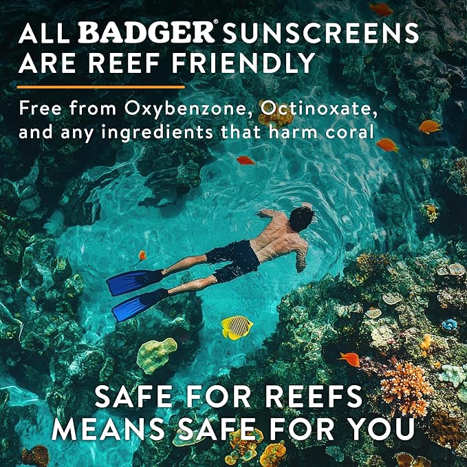 Badger Mineral Sunscreen Lip Balm SPF 15, Reef Safe, Zinc Oxide, Unscented, Travel Size, SPF Lip Balm Sunscreen Stick, .15 oz 4-Pack