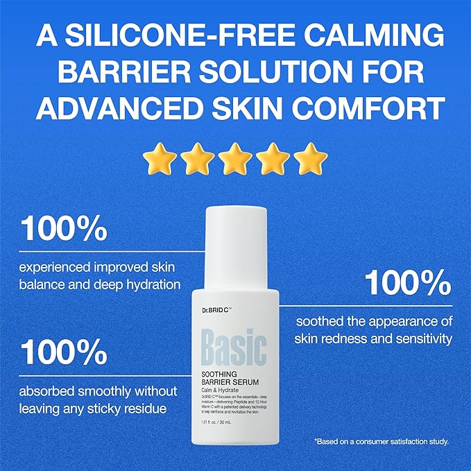 Dr.BRID C Soothing Barrier Face Serum - Instant Cooling & Calming Relief with Peptides, Cica & Microbiome, Helps Restore Barrier Resilience for Sensitive Skin, Fragrance-Free, 1.01 fl.oz.
