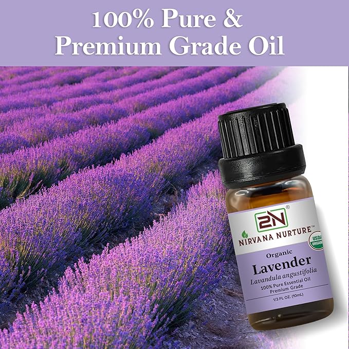 Lavender Essential Oil USDA Certified Organic, 100% Pure Natural Premium Grade, Undiluted- Aromatherapy Diffuser for Calm and Relaxation, Skin Care, Hair Care