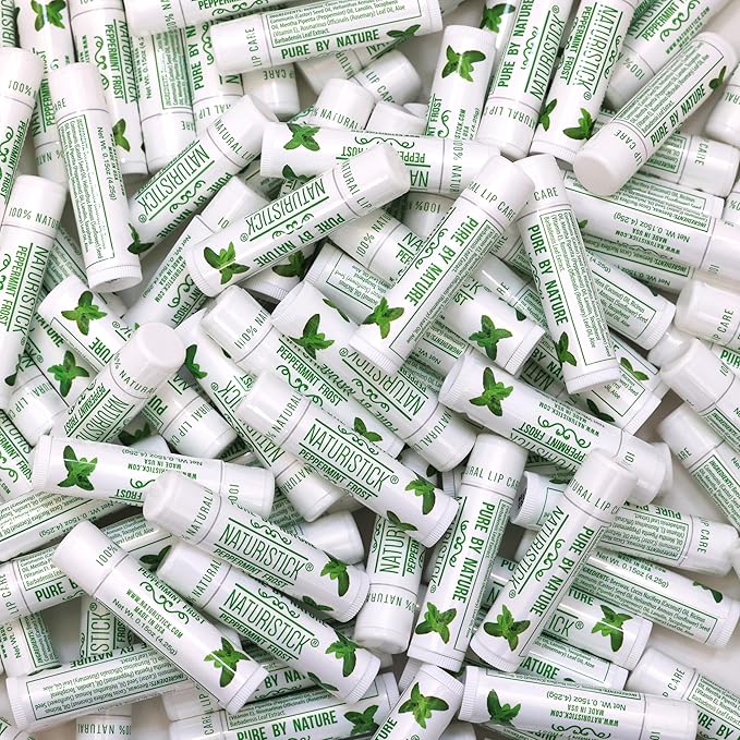 Naturistick Natural Beeswax Lip Balm | 150-Pack Bulk | Peppermint | Standard 0.15 oz Tubes