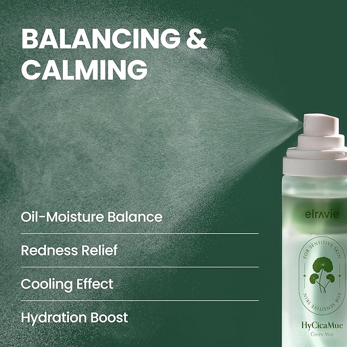 HyCicaMue Green Face Mist | Ultra-Fine Face Spray for Instant Calming & Moisturizing | Cica, Peptide, Ceramide, Hyaluronic Acid | Reduce Excess Sebum & Soothe Irritated Skin | Korean Skin Care